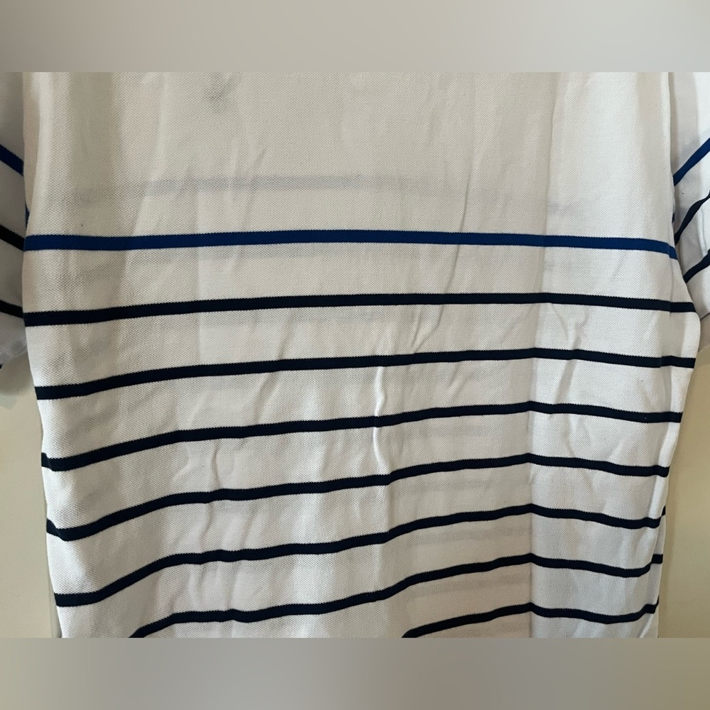 Men's Polo Ralph Lauren White and Blue Striped Short Sleeve Polo Shirt Size XL - Picture 3 of 16